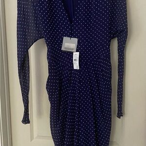 Philosophy di Lorenzo Serafini Blue Dress with White Dots Made in Italy NWT!